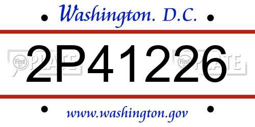 2P41226 District Of Columbia License Plate