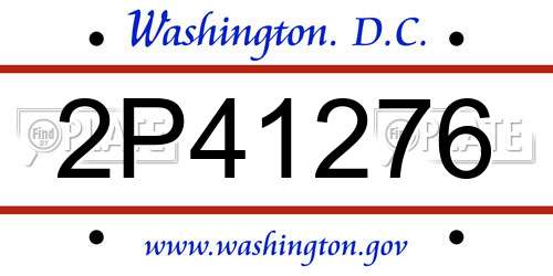 2P41276 District Of Columbia License Plate