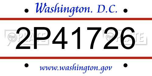 2P41726 District Of Columbia License Plate