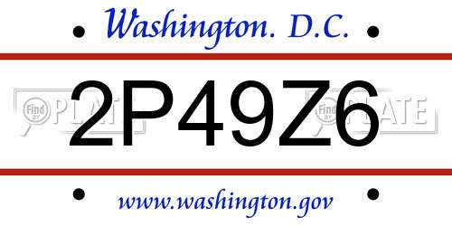2P49Z6 District Of Columbia License Plate