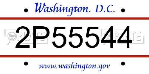 2P55544 District Of Columbia License Plate