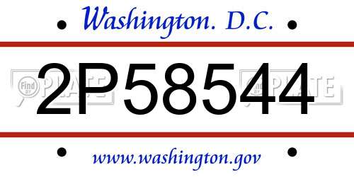 2P58544 District Of Columbia License Plate