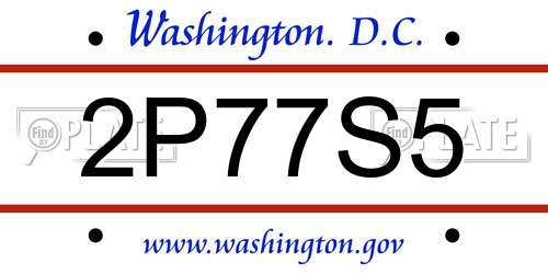 2P77S5 District Of Columbia License Plate