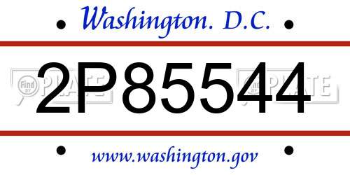 2P85544 District Of Columbia License Plate