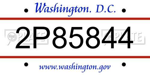 2P85844 District Of Columbia License Plate