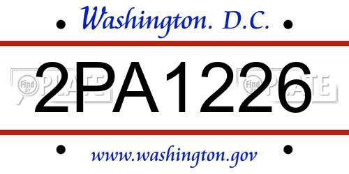 2PA1226 District Of Columbia License Plate