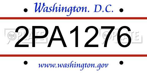 2PA1276 District Of Columbia License Plate