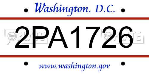 2PA1726 District Of Columbia License Plate
