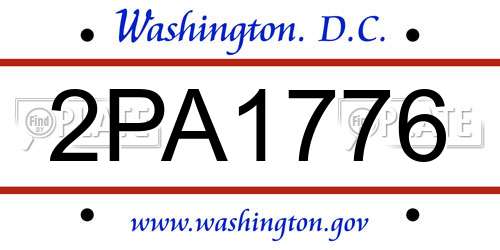 2PA1776 District Of Columbia License Plate