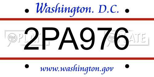 2PA976 District Of Columbia License Plate