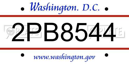 2PB8544 District Of Columbia License Plate