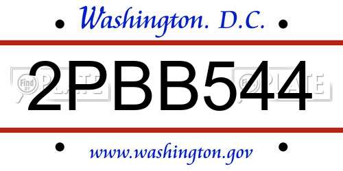 2PBB544 District Of Columbia License Plate