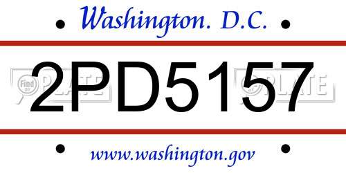 2PD5157 District Of Columbia License Plate