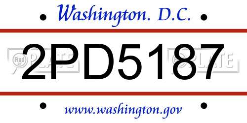 2PD5187 District Of Columbia License Plate