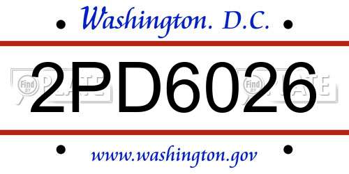 2PD6026 District Of Columbia License Plate