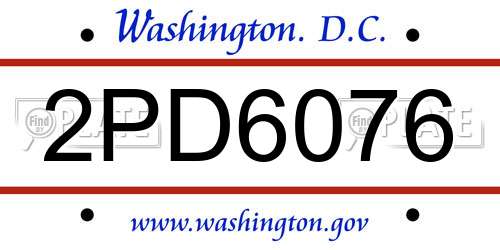 2PD6076 District Of Columbia License Plate