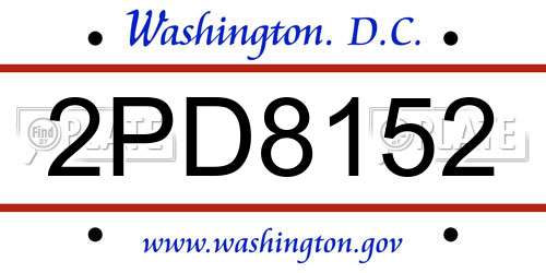 2PD8152 District Of Columbia License Plate
