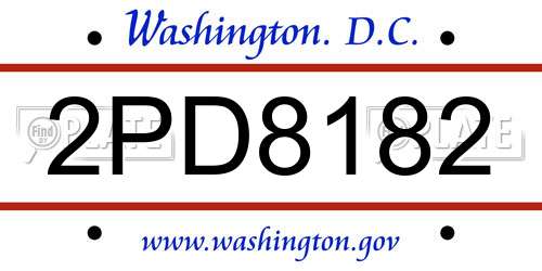 2PD8182 District Of Columbia License Plate