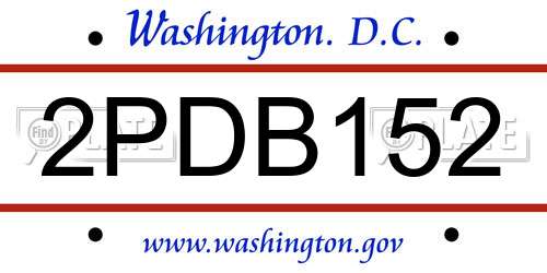 2PDB152 District Of Columbia License Plate