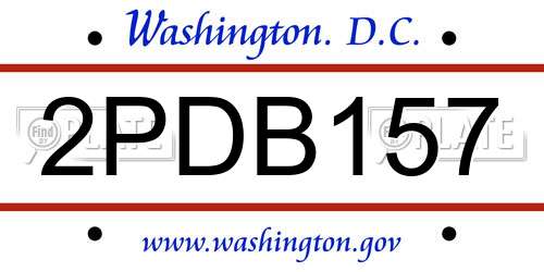 2PDB157 District Of Columbia License Plate