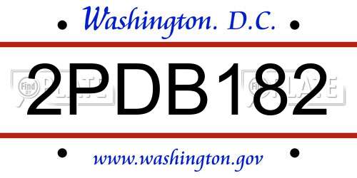 2PDB182 District Of Columbia License Plate