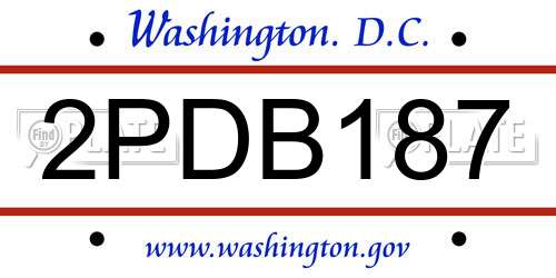 2PDB187 District Of Columbia License Plate