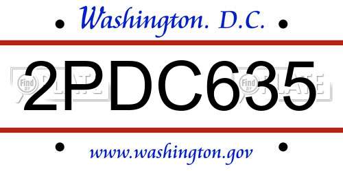 2PDC635 District Of Columbia License Plate