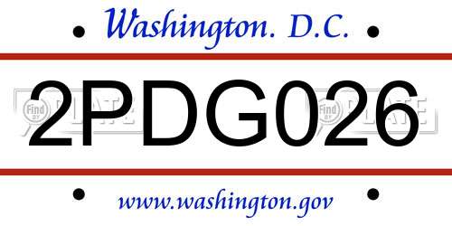2PDG026 District Of Columbia License Plate
