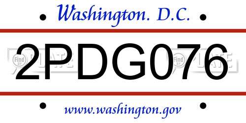 2PDG076 District Of Columbia License Plate