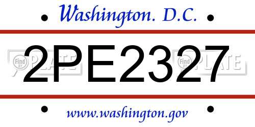 2PE2327 District Of Columbia License Plate