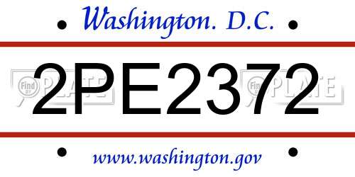 2PE2372 District Of Columbia License Plate