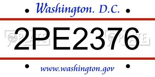 2PE2376 District Of Columbia License Plate