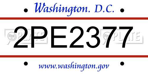 2PE2377 District Of Columbia License Plate