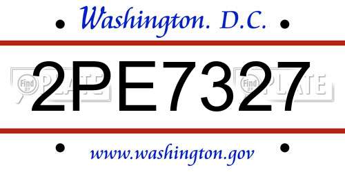2PE7327 District Of Columbia License Plate
