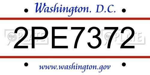 2PE7372 District Of Columbia License Plate