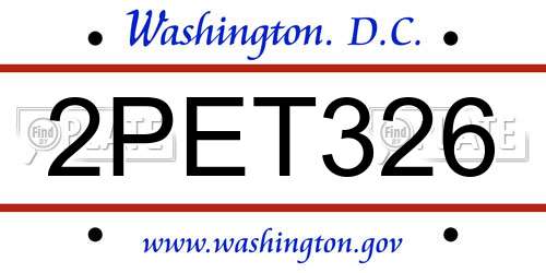 2PET326 District Of Columbia License Plate