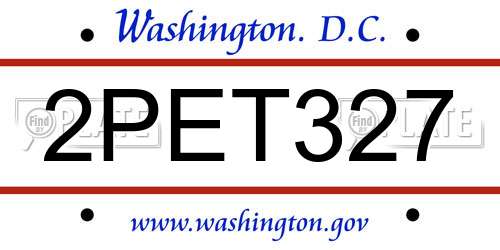 2PET327 District Of Columbia License Plate