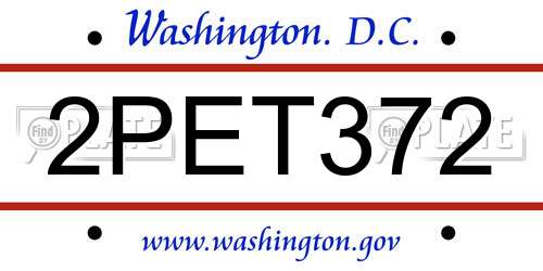 2PET372 District Of Columbia License Plate