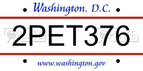 2PET376 District Of Columbia License Plate