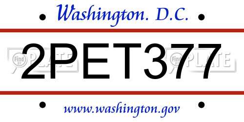 2PET377 District Of Columbia License Plate