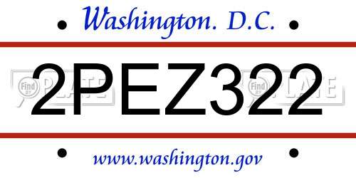 2PEZ322 District Of Columbia License Plate