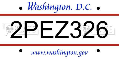 2PEZ326 District Of Columbia License Plate