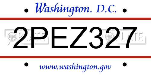2PEZ327 District Of Columbia License Plate
