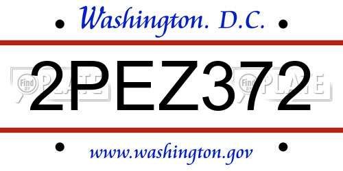 2PEZ372 District Of Columbia License Plate