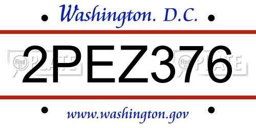 2PEZ376 District Of Columbia License Plate