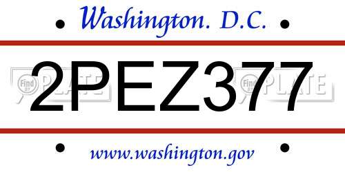 2PEZ377 District Of Columbia License Plate