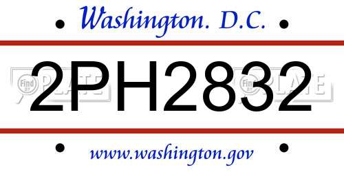 2PH2832 District Of Columbia License Plate
