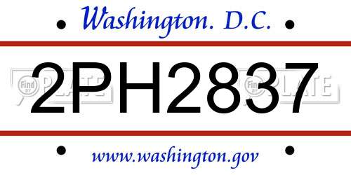 2PH2837 District Of Columbia License Plate