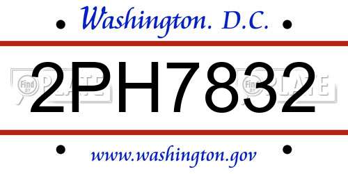 2PH7832 District Of Columbia License Plate