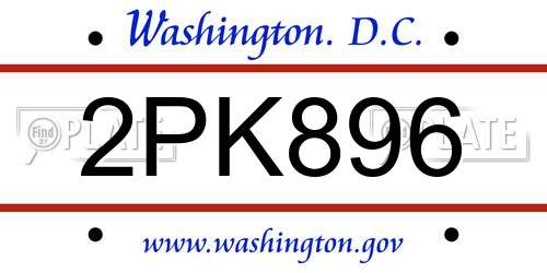 2PK896 District Of Columbia License Plate